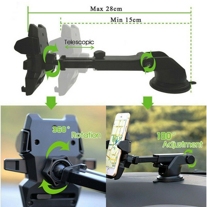 Rotatable In Car Suction Phone Holder Dashboard Windscreen Universal Mount